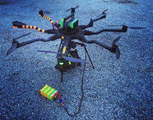 A camera drone on the OUR GIRL set