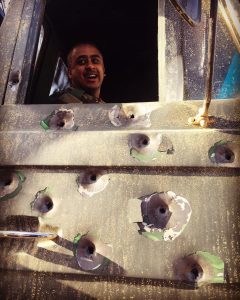 Stuntman and squibs on the OUR GIRL set